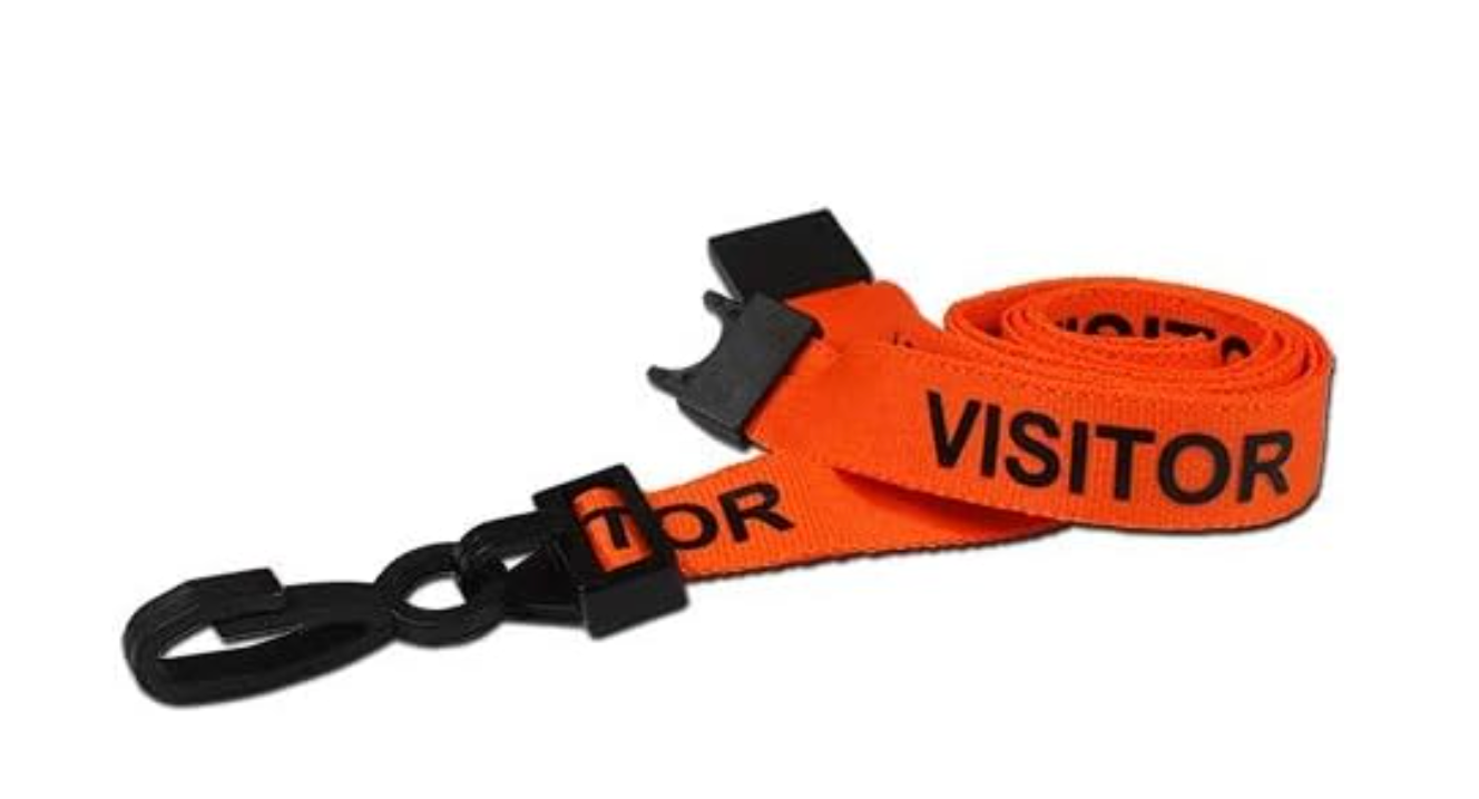 Offisupply™ - (20pcs) Orange Pre-Printed Visitor Lanyard with Safety Breakaway Point and J Clip