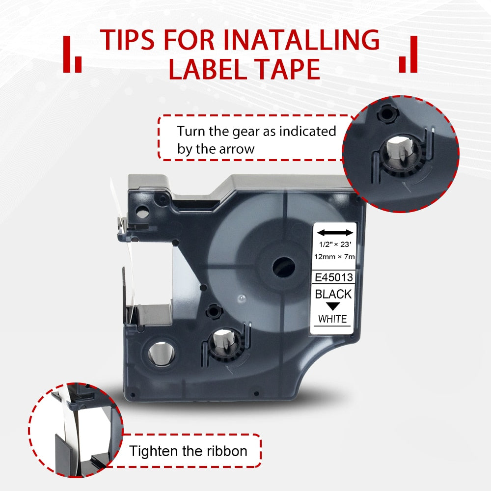 Offisupply™ - (1 Unit) D1 Labels, Black Print on White, 12mm , Self-Adhesive Labels for LabelManager Label Printers