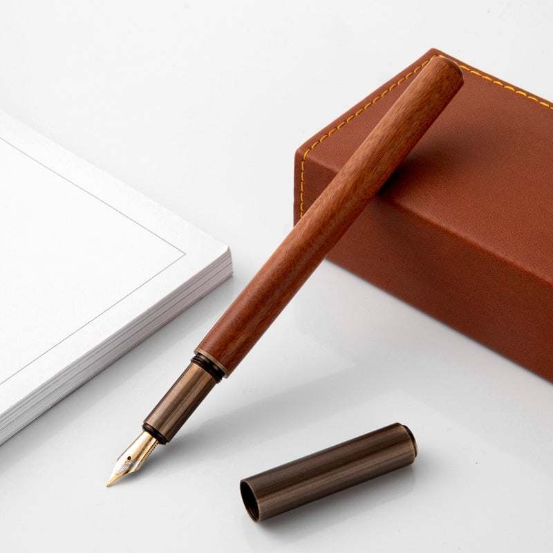 Offisupply™ - NEW Luxury Retro Wood wit Bronze Fountain Pen-  0.5mm