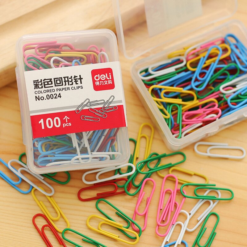 Offisupply™ - 100 pcs/pack Rainbow Coloured Paper Clips, Useful to Organise Documents