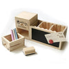 Offisupply™ - Wooden Desk Organiser/Pen Holder with Drawers and Blackboard