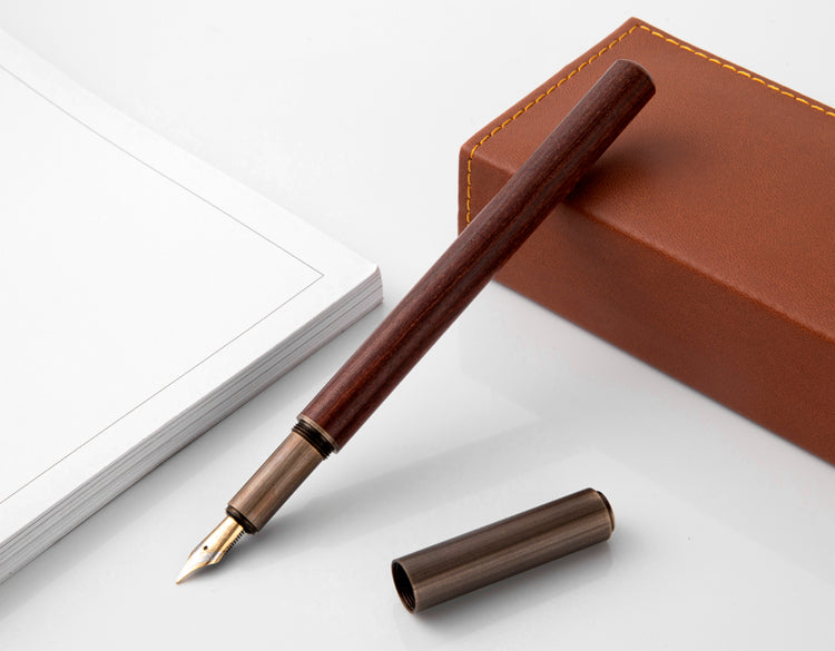 Offisupply™ - NEW Luxury Retro Wood wit Bronze Fountain Pen-  0.5mm