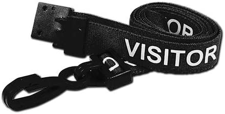 Offisupply™ - (20pcs) Black Pre-Printed Visitor Lanyard with Safety Breakaway Point and J Clip