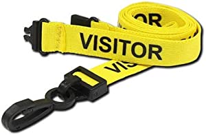 Offisupply™ - (20pcs) Yellow Pre-Printed Visitor Lanyard with Safety Breakaway Point and J Clip